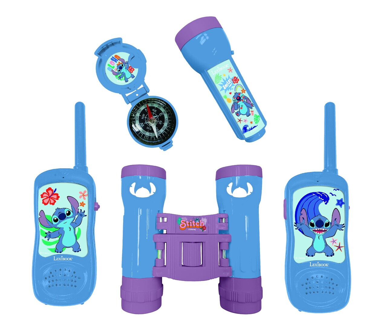 Set de aventura cu statii emisie-receptie Stitch, LEXIBOOK, albastru - imagine 7